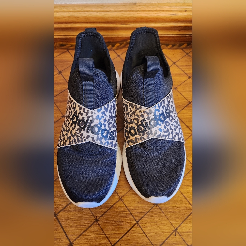 Adidas Black and Leopard Print Sneakers